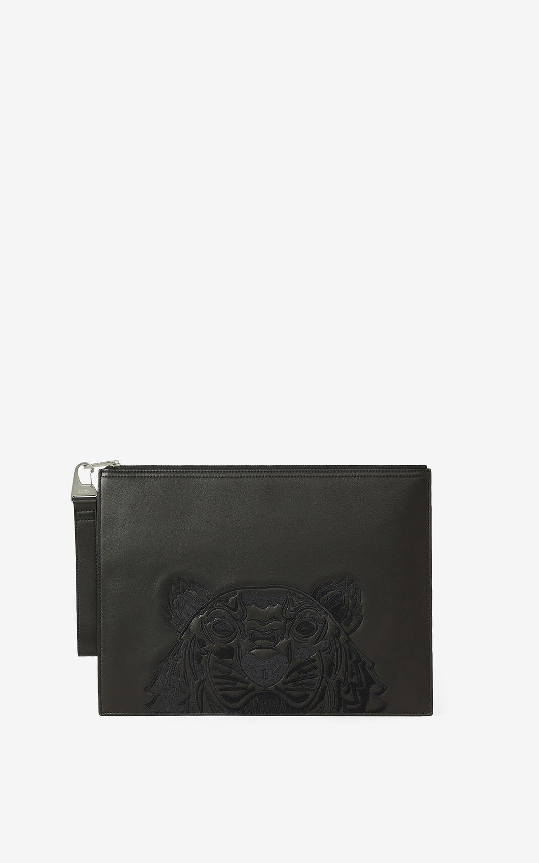 Bolsas Pequenas Kenzo Kampus Tiger large grained Couro Masculino - Pretas | 359AMDXQO